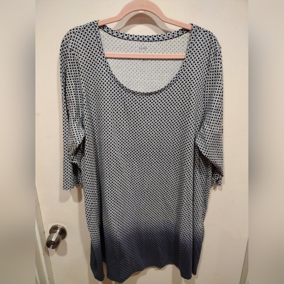 Pure J.Jill Ombre Geo Print Ballet Sleeve Tunic Top Sz XL Casual Lagenlook - Picture 1 of 6